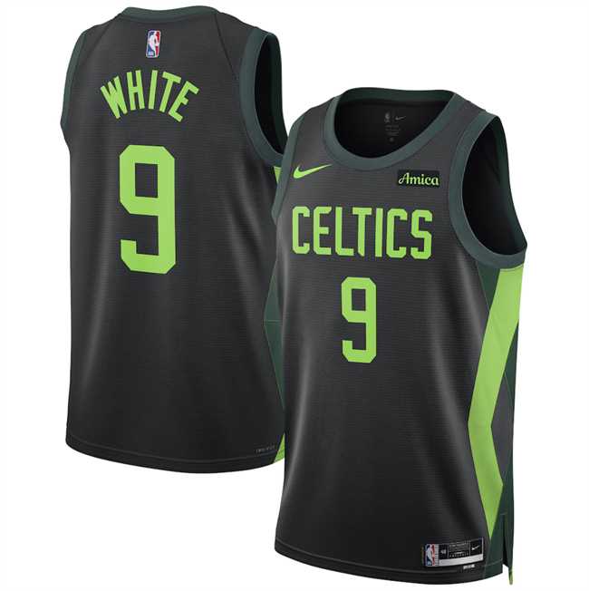 Men%27s Boston Celtics #9 Derrick White Black 2024-25 City Edition Stitched Jersey Dzhi